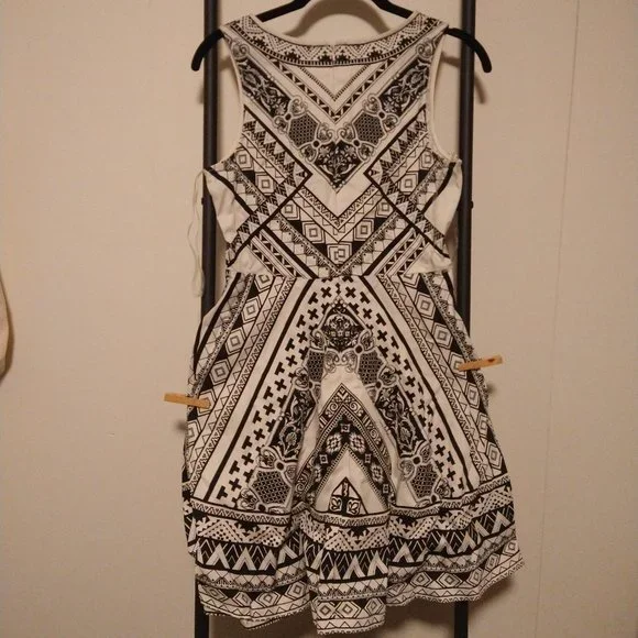 Aztec Eccentric Black and White Dress